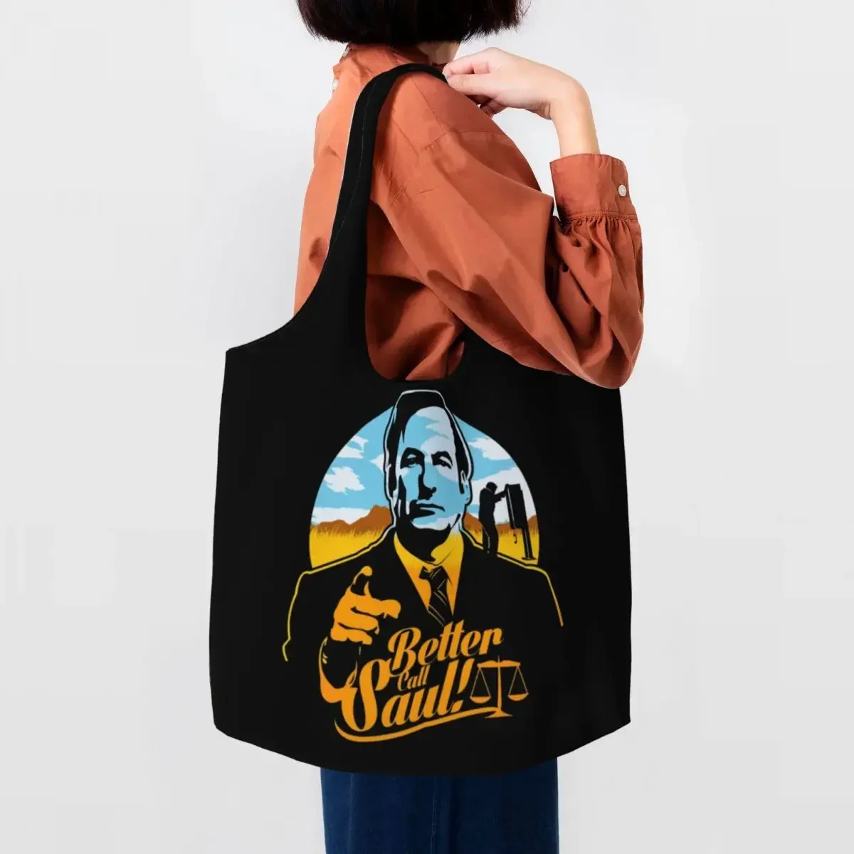 Heisenberg Break ing Bad Grocery Shopping Tote Bag Women Better Call Saul Canvas Shoulder Shopper Bags Large Capacity Handbag