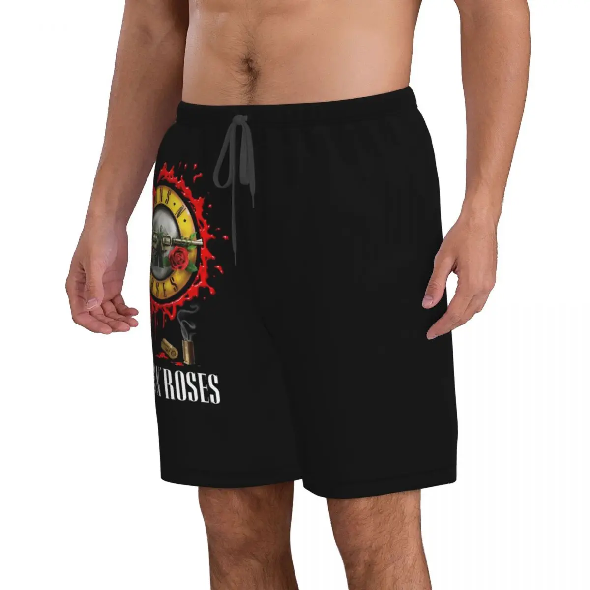 Classic Rock Bands Guns And Roses Men's Beach Shorts Fitness Quick-drying Swimsuit Funny Street Fun 3D Shorts