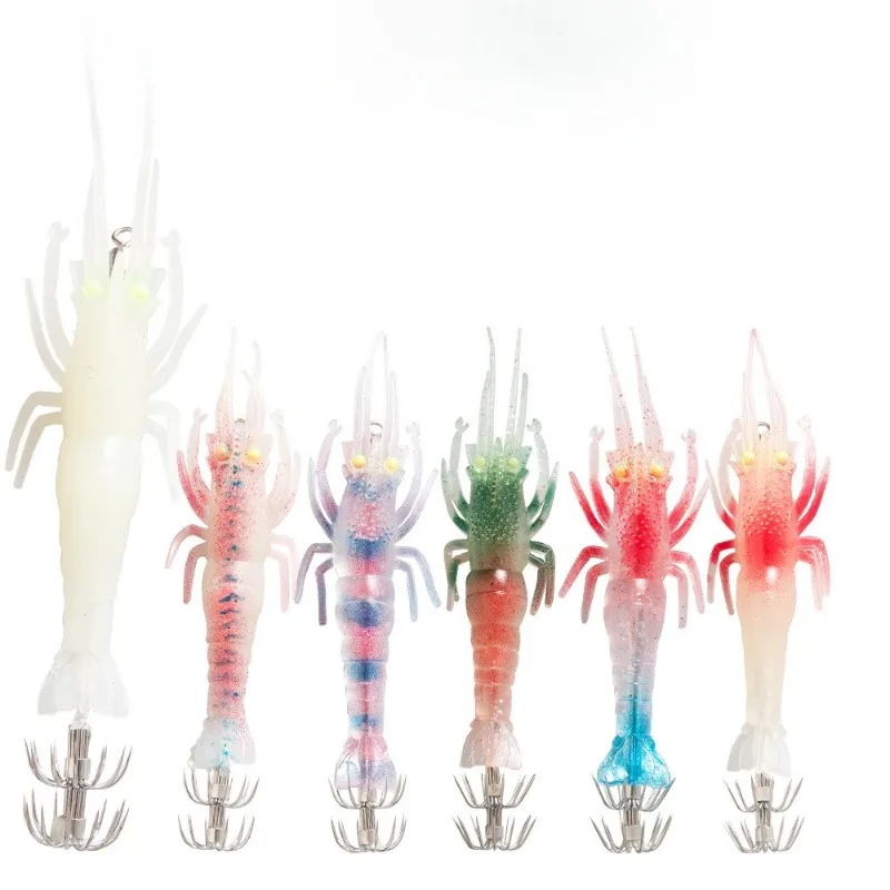 

2pcs Soft Fishing Lure 10cm 9.5g Lifelike Shrimp Squid Hook Artificial Bait Glow Octopus Cuttlefish Hook Pesca Fishing Tackle