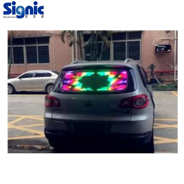 P2.8-5.6 car window led display full color leld video sign taxi rear window transparent led display