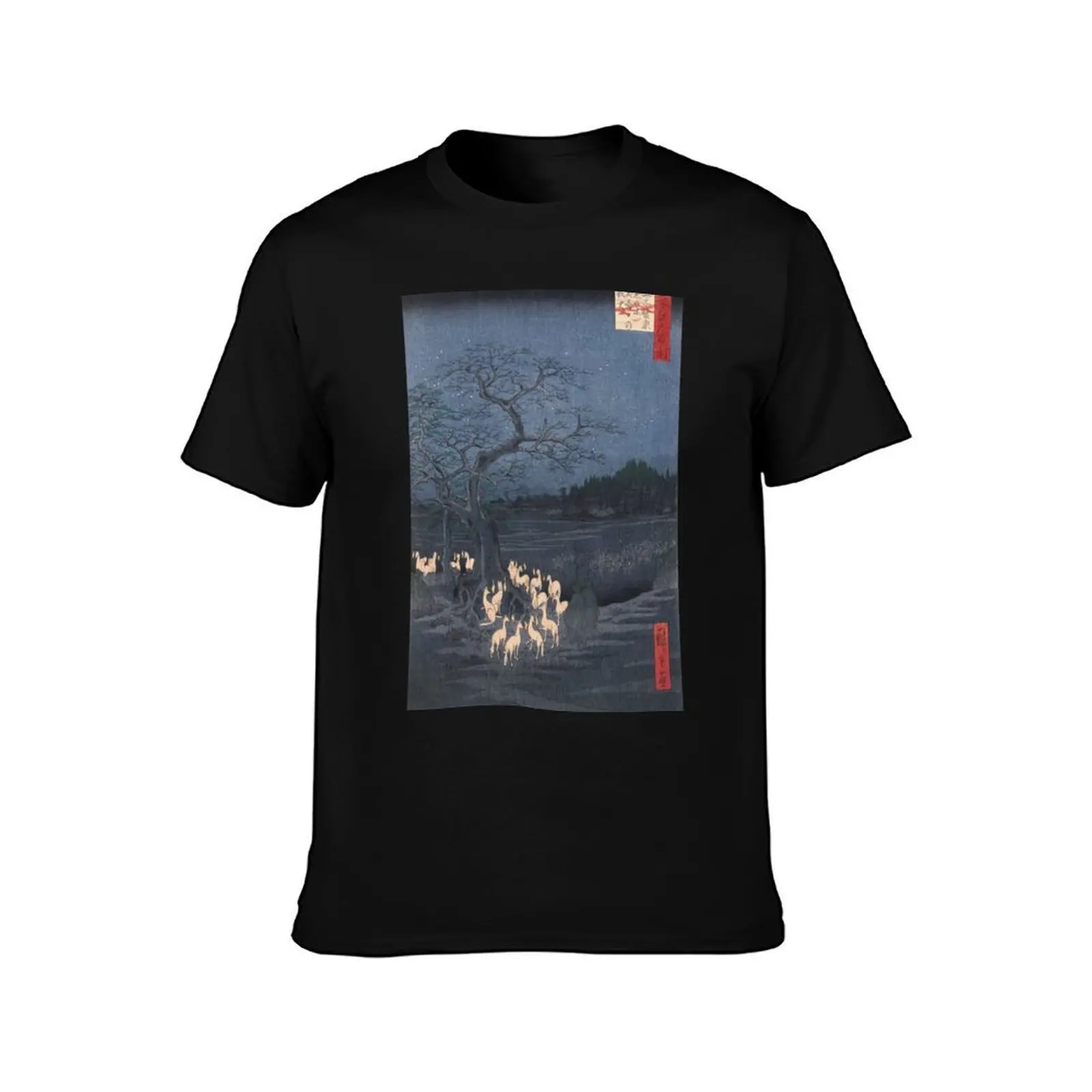 Utagawa Hiroshige - Foxfires at the Changing Tree T-Shirt Large Size Breathable Tee T-Shirt