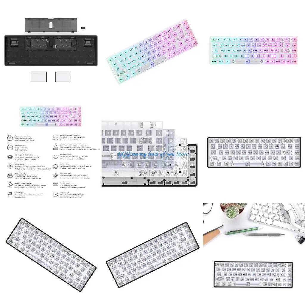 

H9EB 68 Bluetooth-compatible 2.4G Wireless USB RGB Game Keypad for Laptops