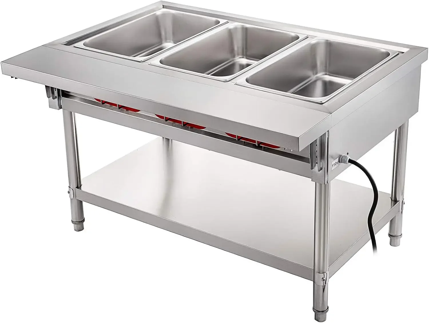 

Коммерческий электрический подогреватель еды, 3 кастрюли, паровой стол, подогреватель еды, 18 литров/кастрюля с крышками и 7-дюймовой разделочной доской, пищевой класс
