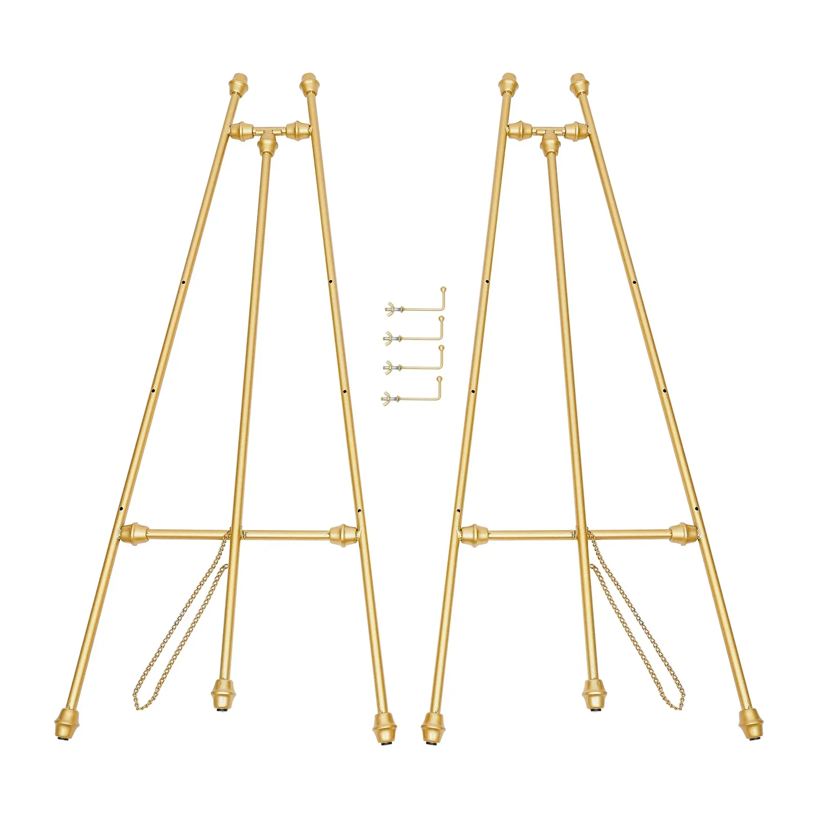 حامل حامل لافتة ترحيب بالزفاف الذهبي مكون من قطعتين - حامل معدني قابل للتعديل مع خطاف ثابت ومنصات قدم مضادة للانزلاق #1