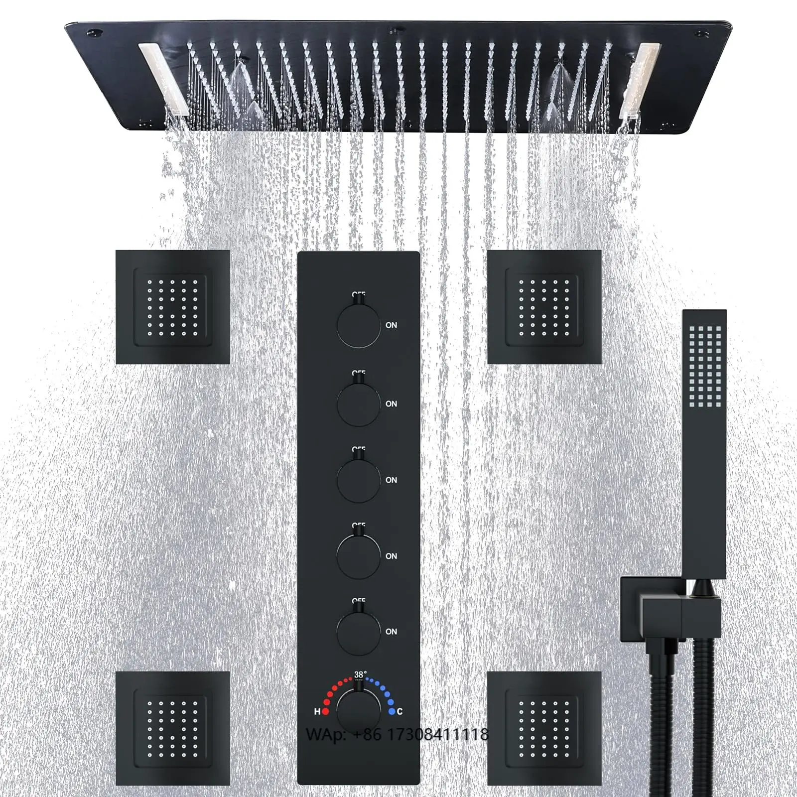 Chrome 15x 28 Rain Shower 4pcs Body Jet Handheld Spray Shower Set Eco-Friendly Simple Bathroom Faucet Accessories