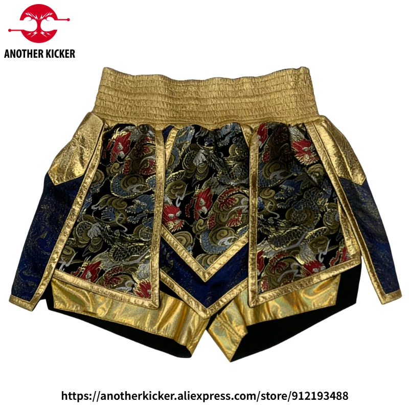 Professional Kickboxing Shorts Gold Boxing Shorts Men Women Kids Muay Thai Pants Gym Combat MMA Fight Training Competition Wear