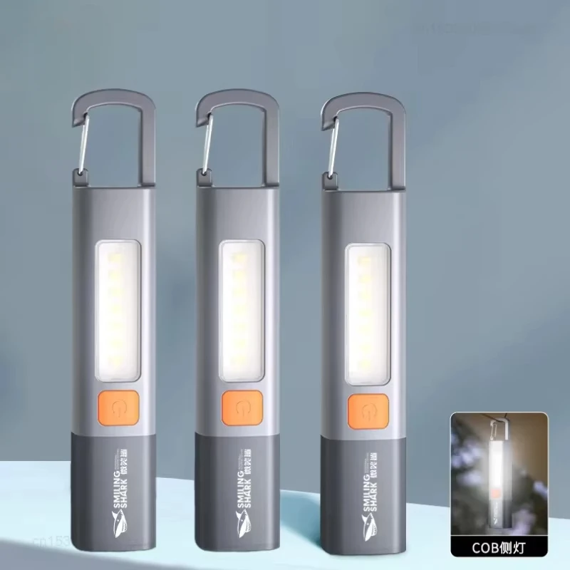 

SMILING SHARK Portable LED Flashlight USB Rechargeable Hook Zoomable Torch Outdoor Camping Hiking Long-range Emergency Lantern