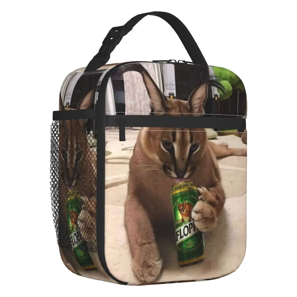 Big Floppa Meme Thermal Insulated Lunch Bags Women Funny Caracal Cat Resuable Lunch Container for School Multifunction Food Box