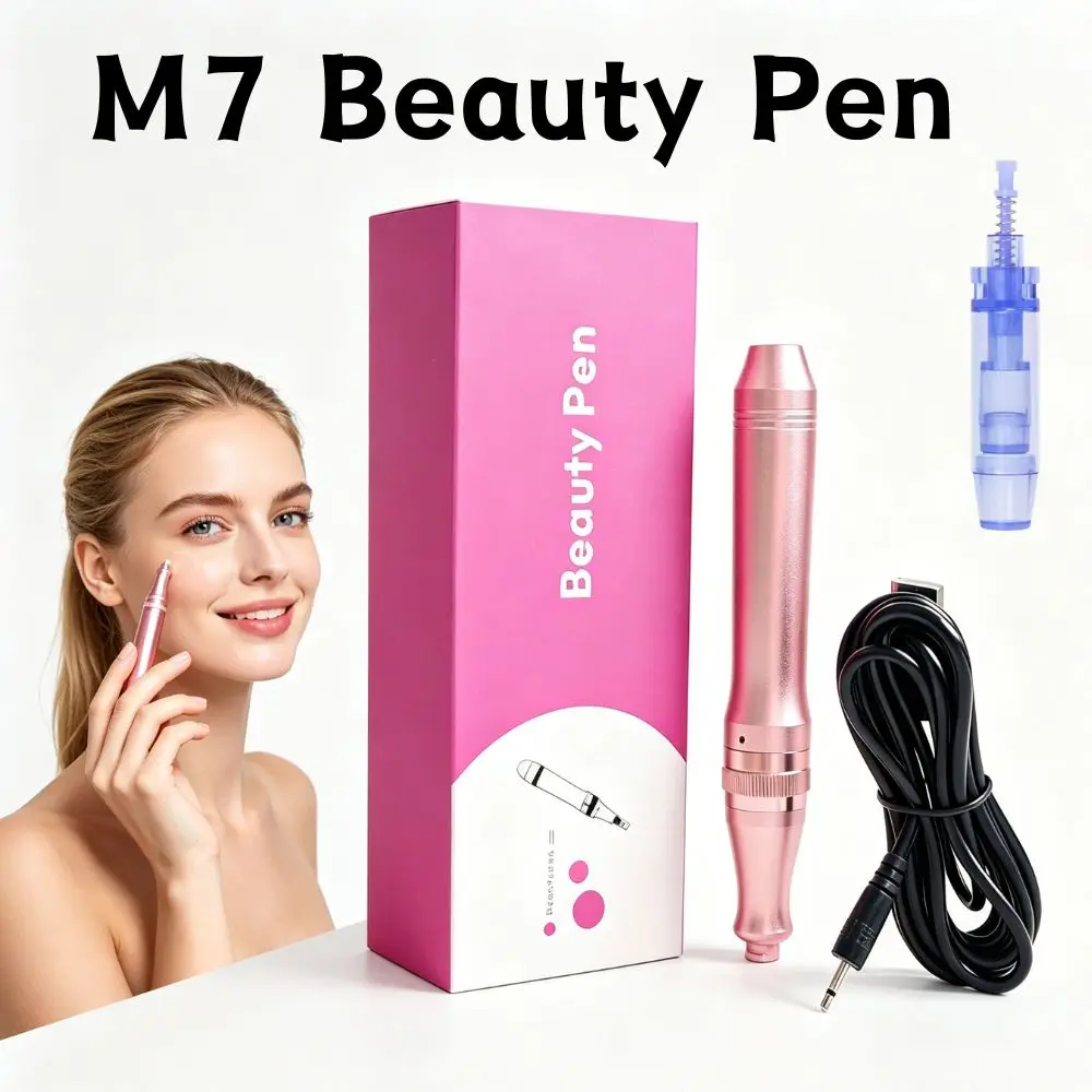 ワイヤレスm7電動式充電式ダーマペン、マイクロニードリング美容ペン、調整可能なダーマペン、自宅用およびサロン用フェイシャルスキンケア。
