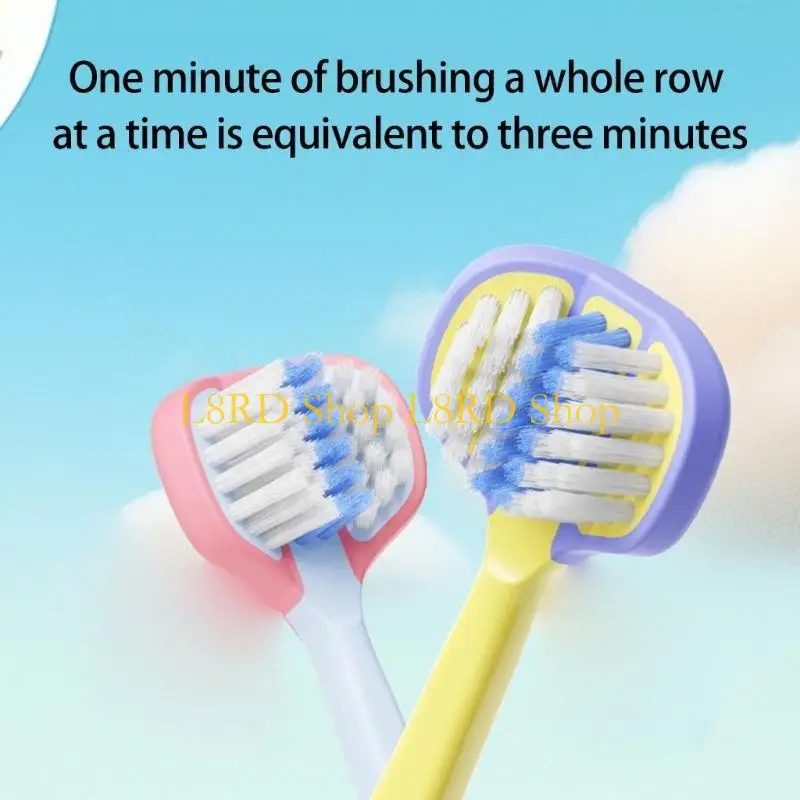 L8RD 3 Sides Autism Toothbrush Kids Soft BristlesToothbrush Soft Gentle Cleans Each Tooth to Completely Cover The Toothbrush