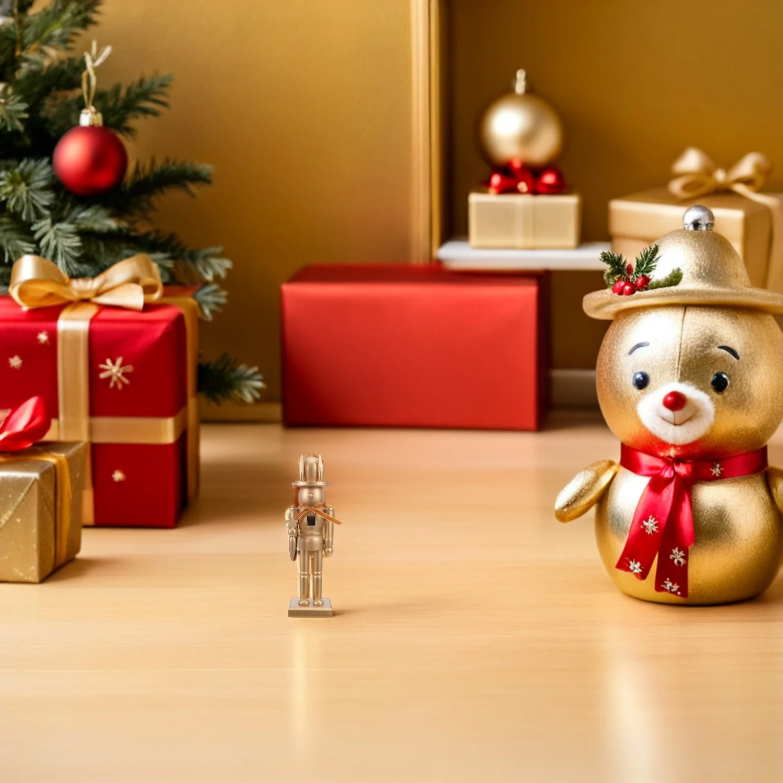 

3 Rabbit Nutcracker Festive Holiday Statuette Winter Celebration Decoration Yuletide Charm Mantel Display Collector Gift Idea