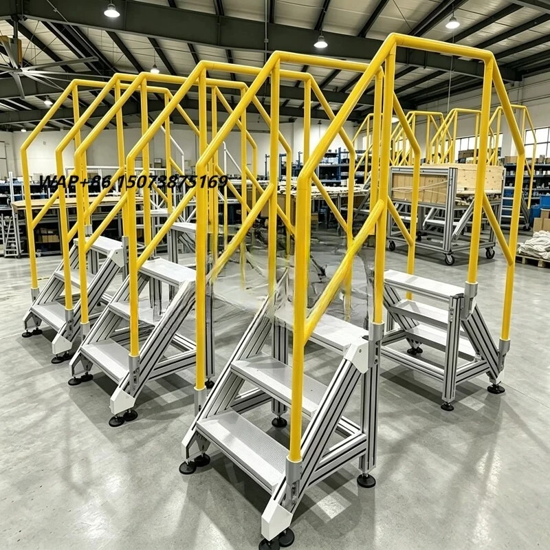 DOKKO Industrial Aluminum Profile Detachable Mobile Access Ladder Maintenance Work Platform Ladder High-Capacity 300kg+ 1 Year