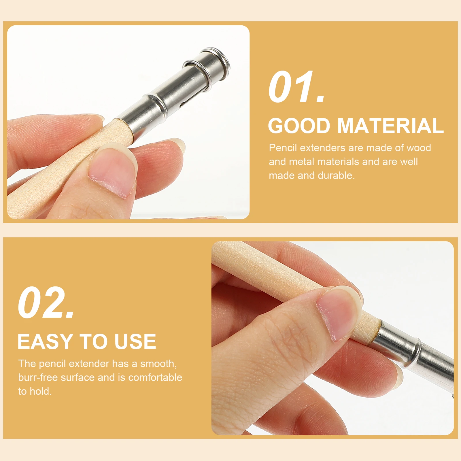 

12 Pcs Double Head Pencil Extender Student Holder Wooden Extenders Extension Tool