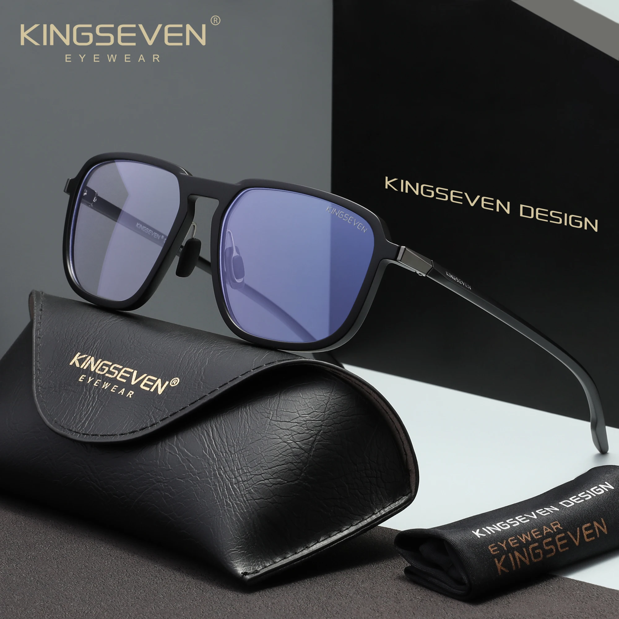 KINGSEVEN Fashion Blue Light Blocking Glasses Men Women Square Frame Casual Work Computer Protective Anti-Blue Ray Eyewear