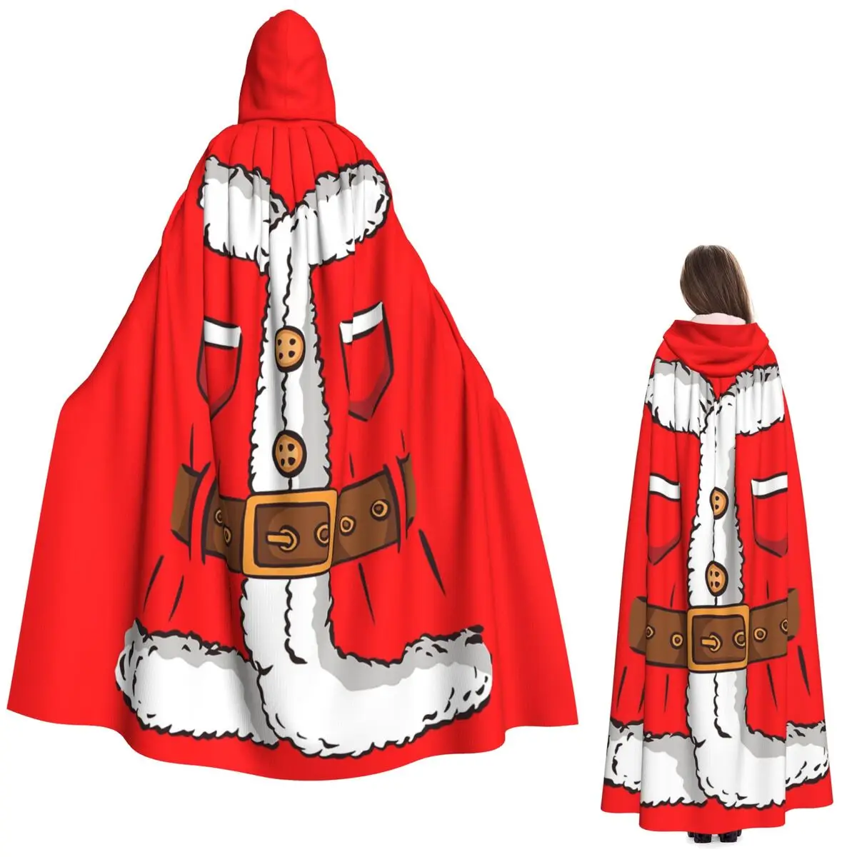 

Santa Claus Long Hooded Cloak Witch Medieval Costume Cosplay Cape HalloweenVampire Adult Unisex