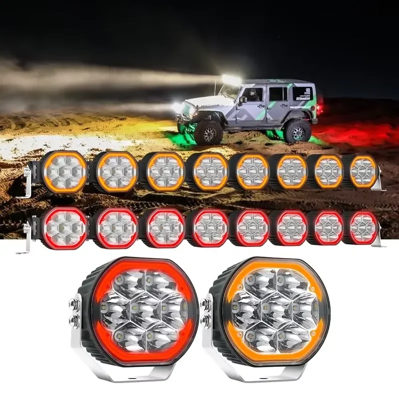 New universal IP67 waterproof 12V amber red 45W can be connected to headlight 5 inch fog light off-road light strip LED light