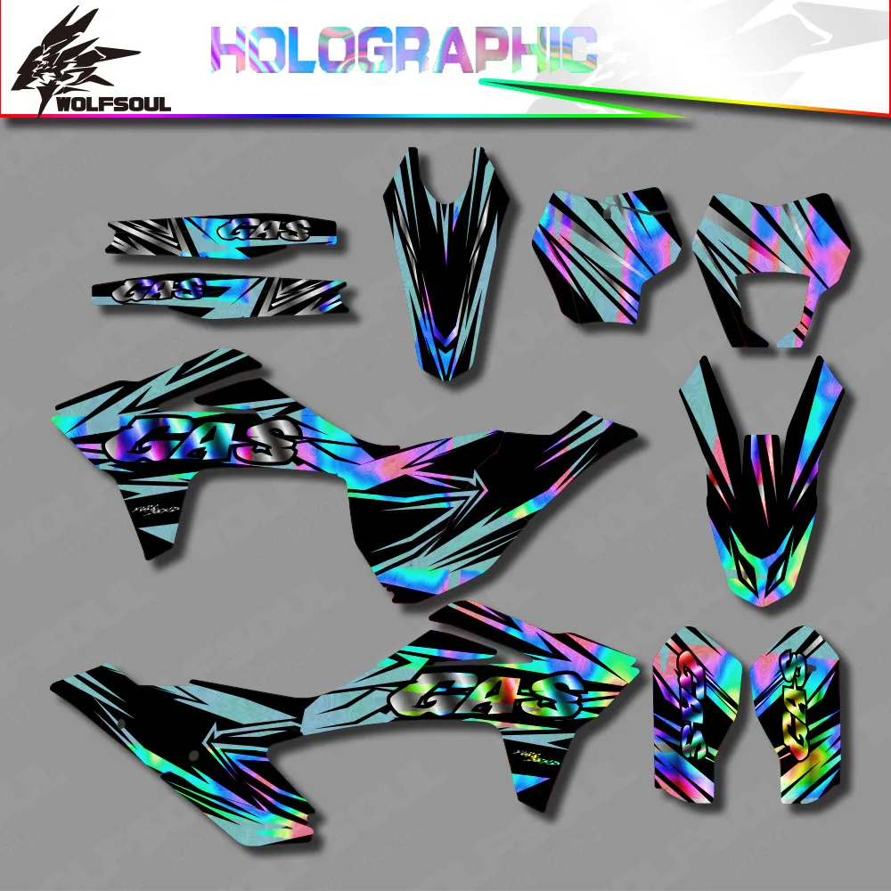 Motocross Holographic Background Decals Graphics Sticker For GASGAS GAS GAS MC EX EC 125 250 300 350 450 2021 2022 2023 Custom