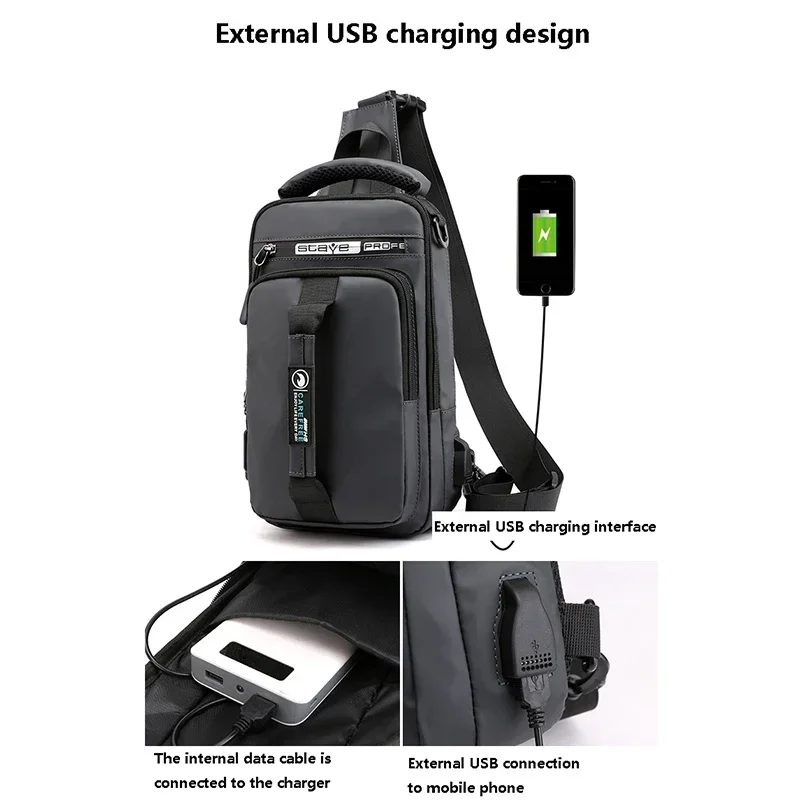 

Мужские водонепроницаемые дорожные USB-спортивные многофункциональные сумки через плечо для бега, нагрудные сумки через плечо для мужчин