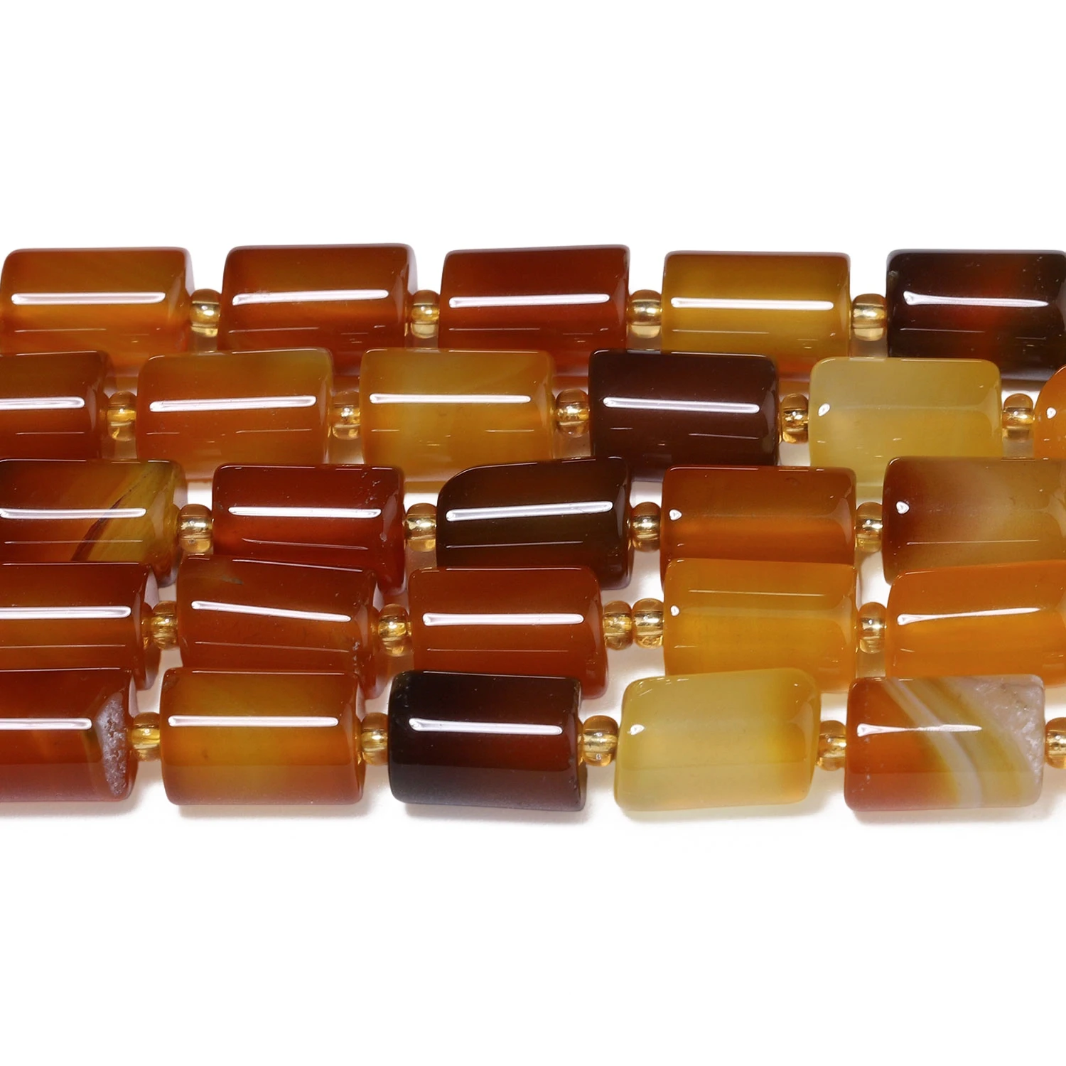 8x12mm Natural Cylinder Amber Color Agate Stone Spacer Loose Beads For Jewelry Making DIY Bracelet Necklace Accessories