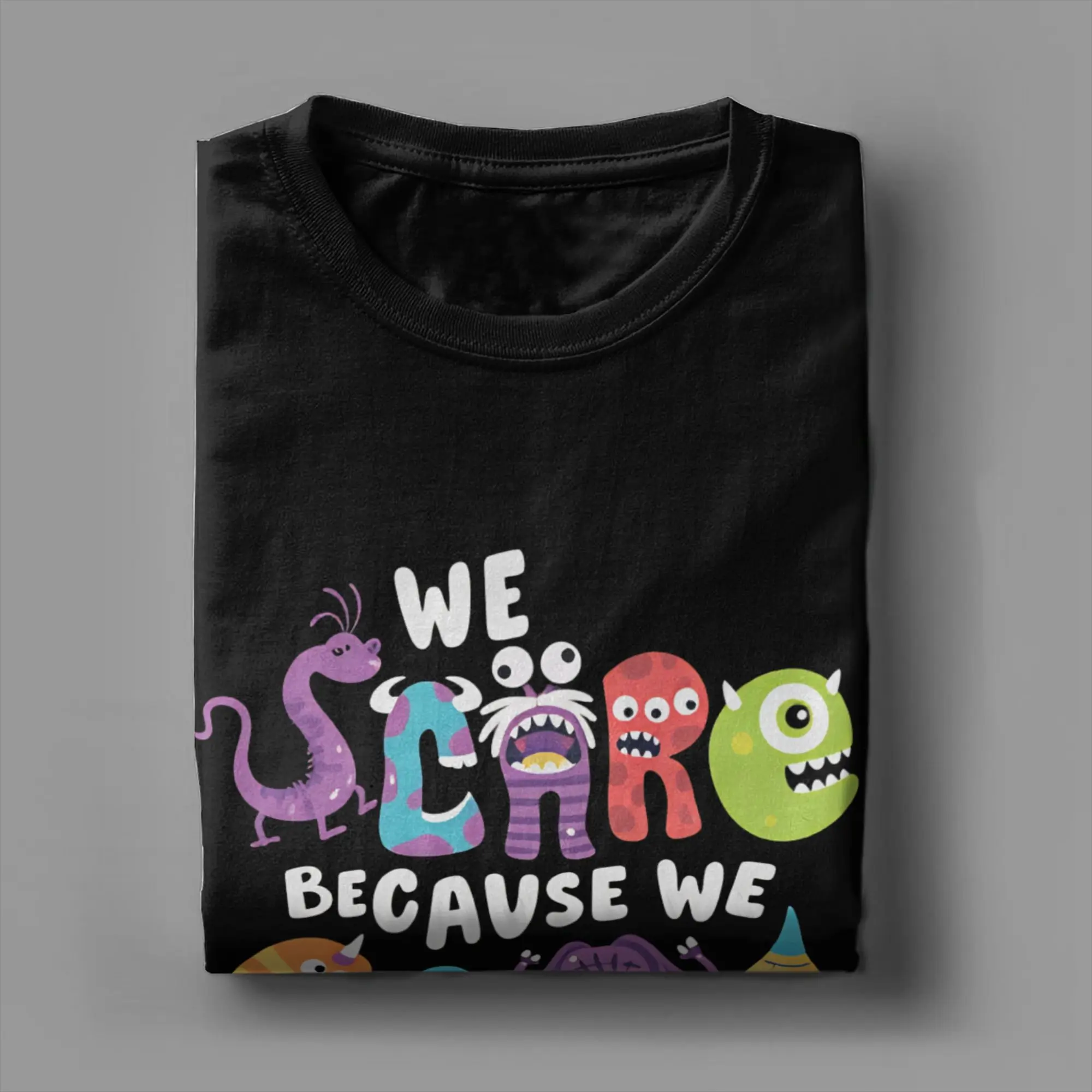 Herren-T-Shirt „Comic MU“ von Monsters Inc. aus reiner Baumwolle, einzigartiges Kurzarm-T-Shirt mit Rundhalsausschnitt, T-Shirt in Übergröße – Detail 5