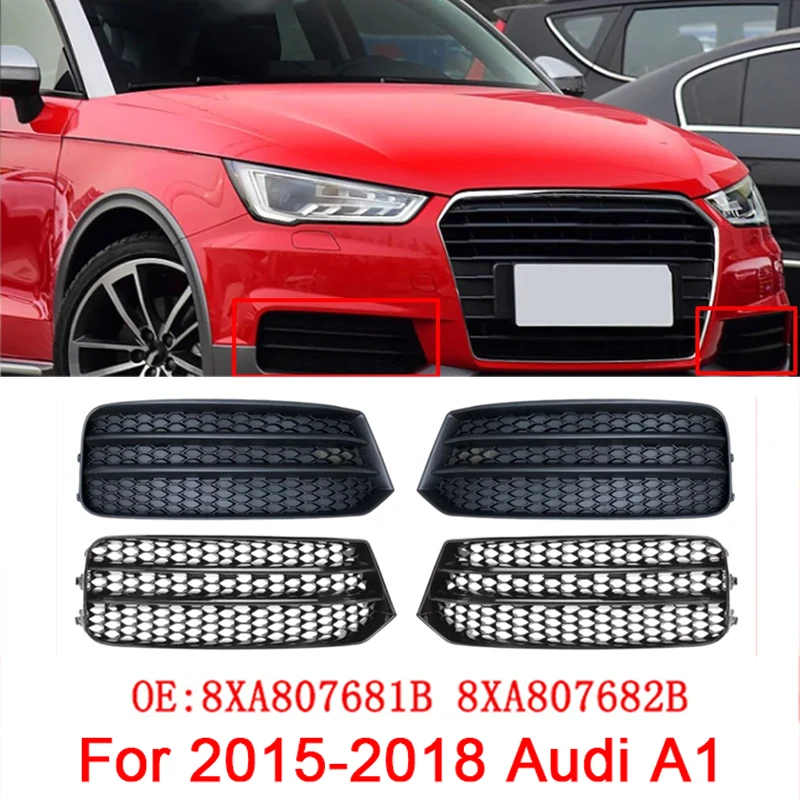 

2pcs ABS Black Car Front Bumper Fog Light Cover Lower Bezels Grille for Audi A1 2015-2018 8XA807681B,8XA807682B
