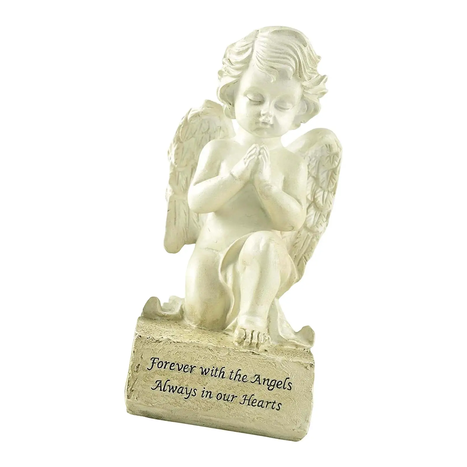 Miniature Angel Figurine Resin Praying Cherub Collectible Statue Home Centerpiece for Shelf Garden Room Decoration