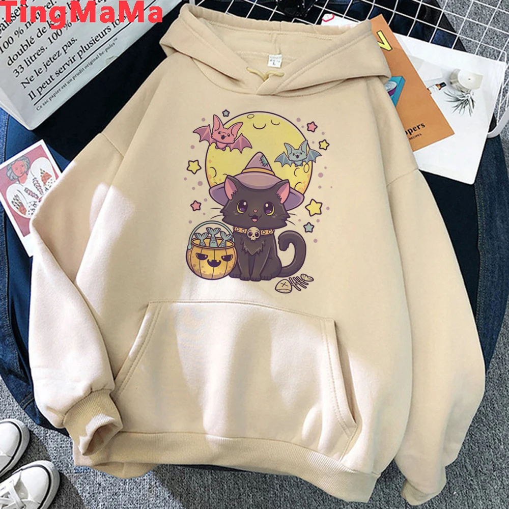 Y2K Aesthetic Pastel Goth Hoodies Women Kawaii Cartoon Gothic Hoodie Grunge Long-Sleeved Retro Harajuku Sweatshirt Female