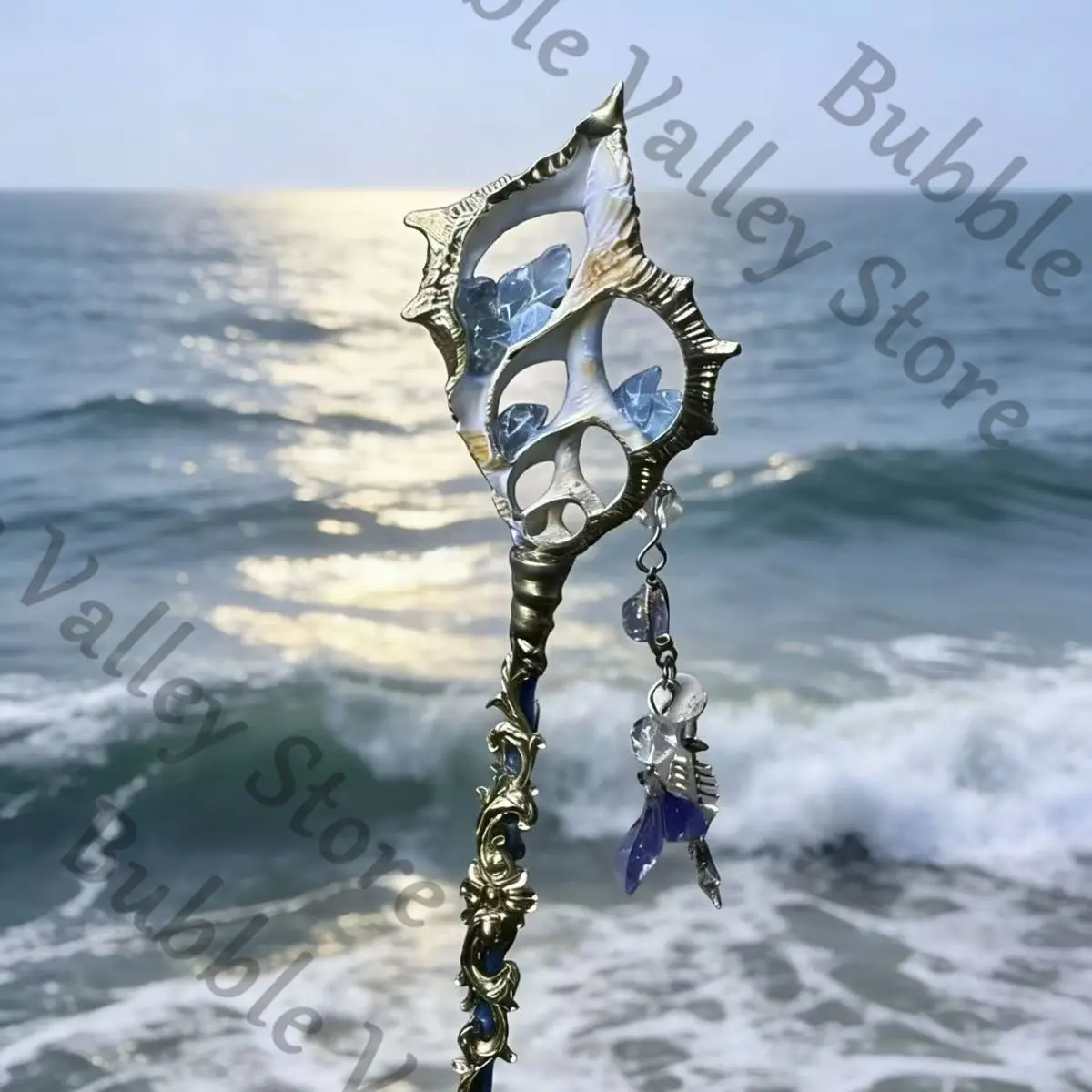

Love and Deepspace Anime Rafayel Cosplay Q Versions Ocean God Staff Wand Prop Cartoon Magic Wands Staves Weaponry Props Gift