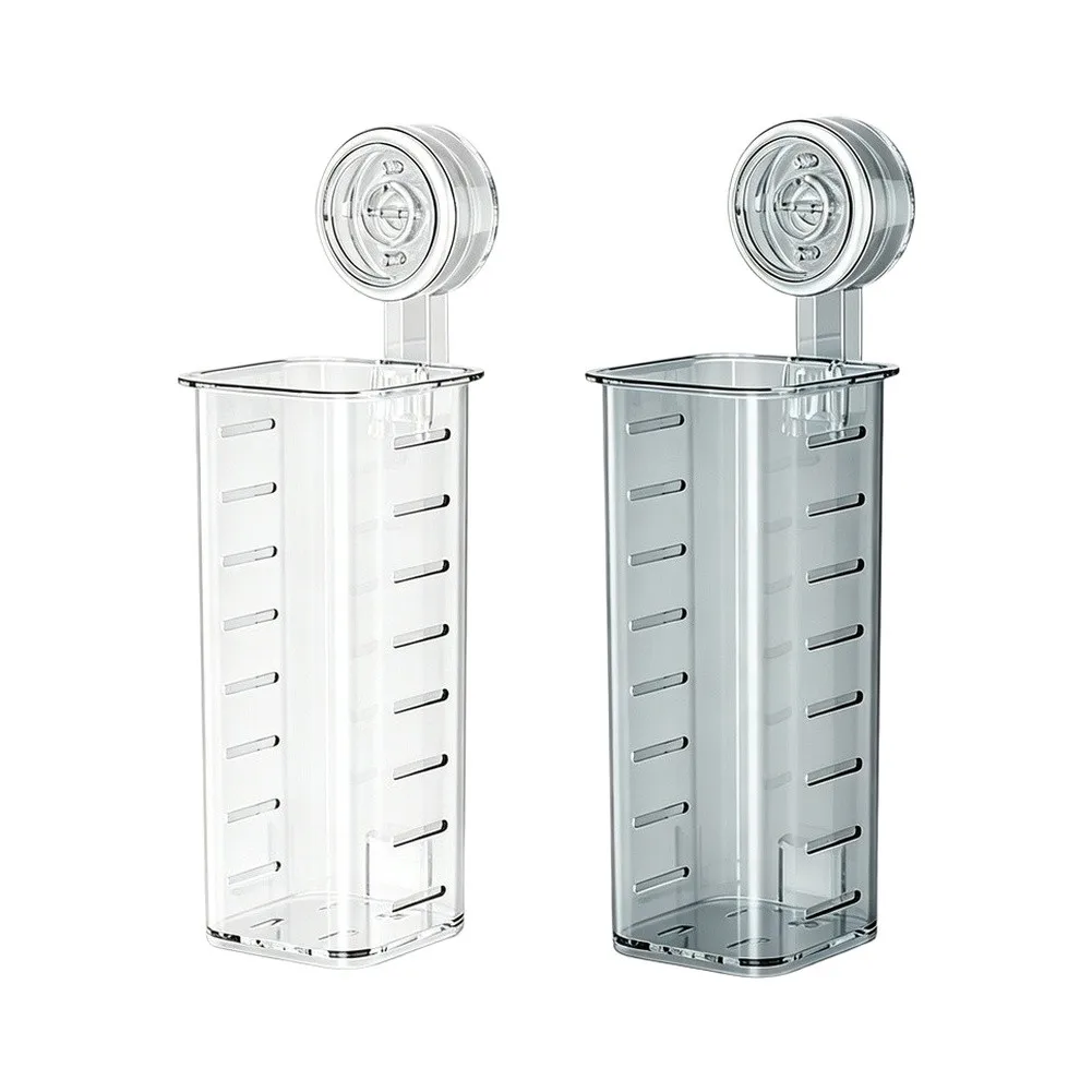 Transparent PET Shower Shelf with Drainage Holes and Guardrail for Shampoo Conditioner Bottles and Accessories