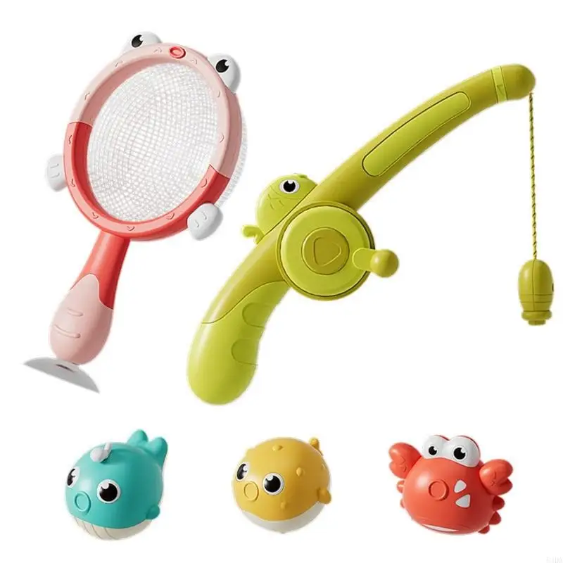 

54DA Kids Educational Bath Toy Fishing Rod Net Fishing Game Fine Motor Toy