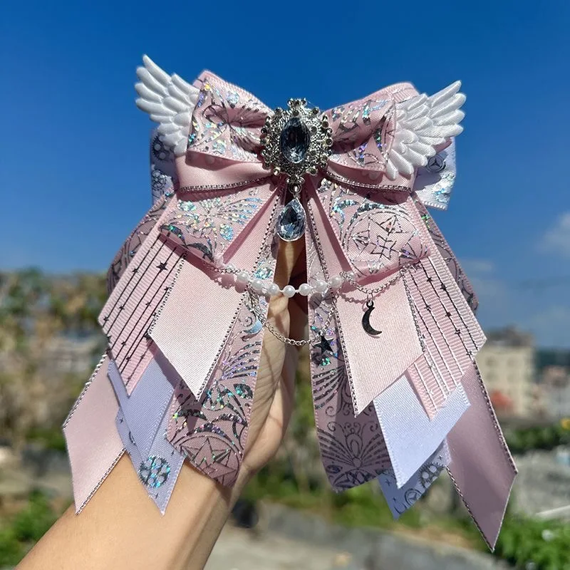 Available in 6 Colors: Pink, Black, Red, Blue. Cute and Elegant Brooches, Bow Pins, Large Bow Ties, Gemstone Pendants, Color-Blocking DIY Anime Lolita Cosplay, Anime Convention Decoration Brooches, Backpack and Itabag Decoration Pins, Bow Ties