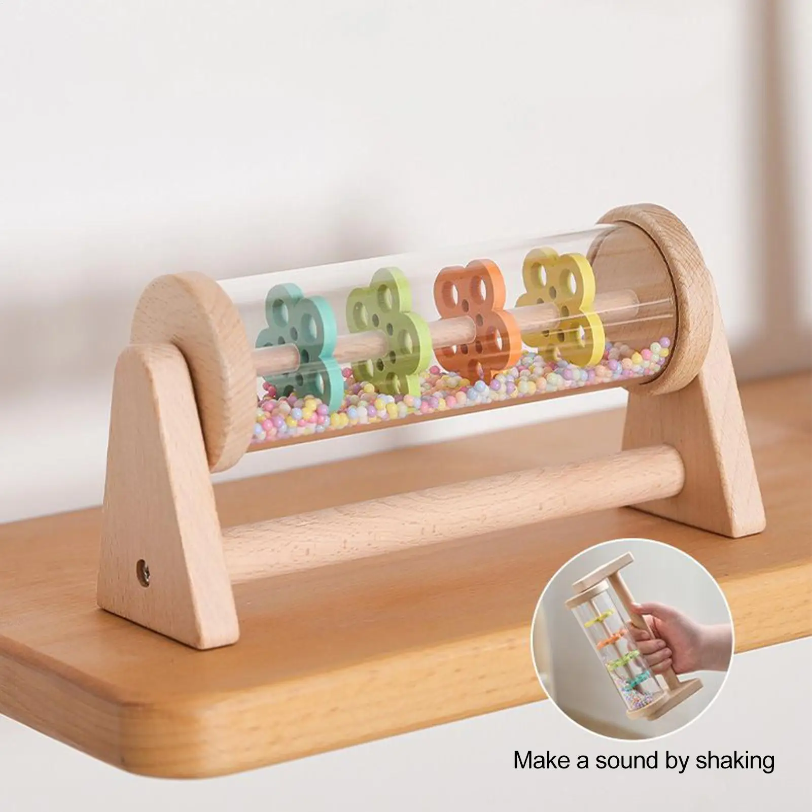 Montessori bebê chuva vara ampulheta chuva música chocalho brinquedo educativo do bebê colorido montessori sensorial brinquedo musical para criança