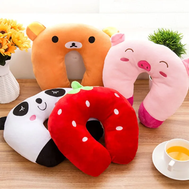 1PC Cartoon Cute Neck Pillow Creative Neck Pillow High speed Rail Travel Nap U-shaped Pillow cute Office waist protection