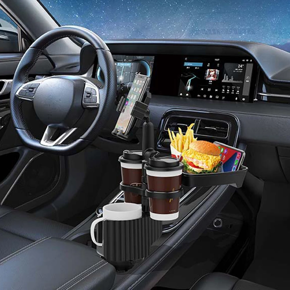 Car Cup Holder Adjustable Phone Holder Stand Car Accesories Car Food Table Car Tray Table 360 Degree Rotation Drink Holder