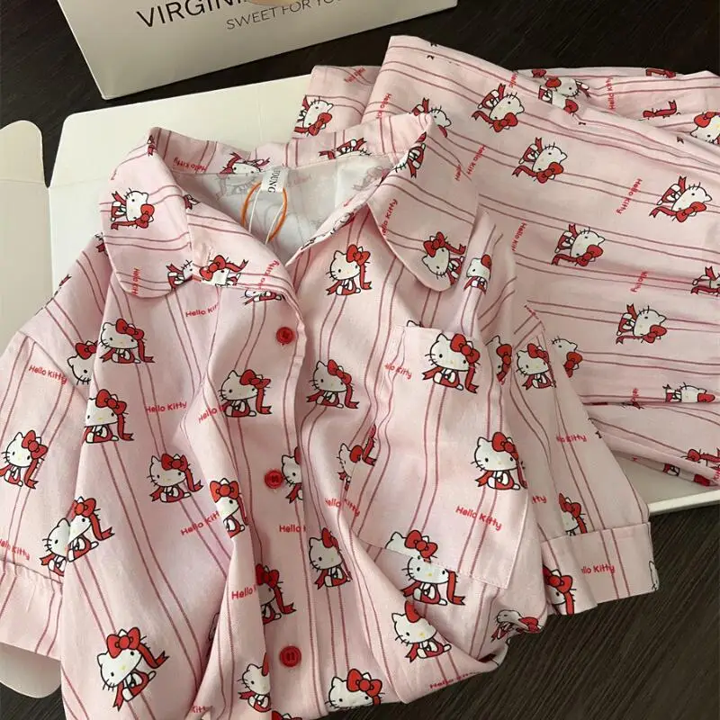 Cute and Sweet Youth Comfortable Home Clothes Summer New Women's Cartoon Short Sleeved Shorts Pajama Set Fashionable and Soft
