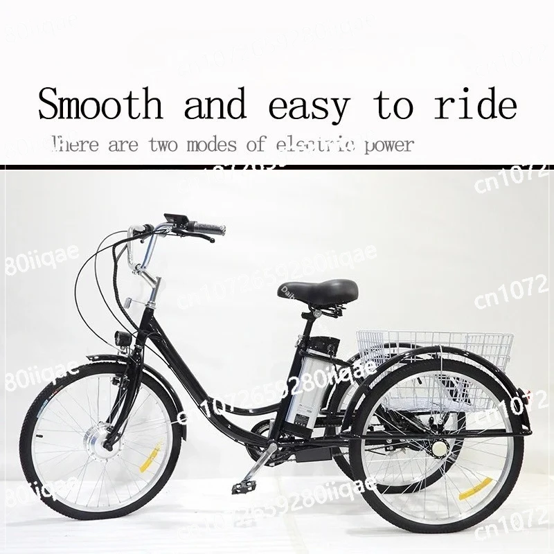 

For Family With Pull Basket 350W 48V Parent Child Electric Booster Bicycle Adults Women 24 Inch Elderly Electric Tricycle 2 Seat