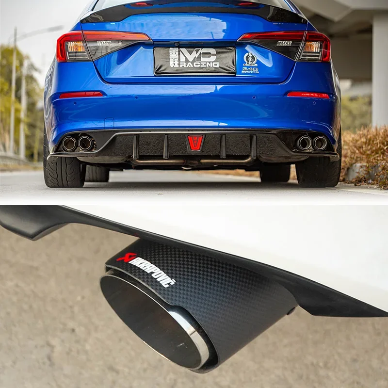 For Honda Civic 11th Gen 2022 Silencer 4 Outlet Car Exhaust Tip Rear Side Diffuser Bumper Lip Spoiler Exhaust Pipe Splitter JDM