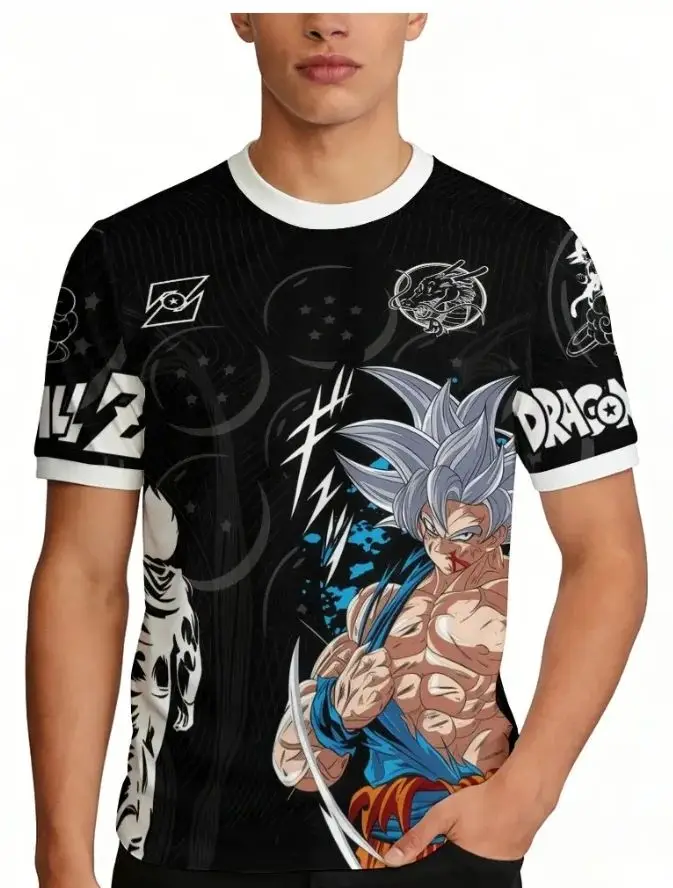 

Новая летняя футболка 2026 года с 3D-принтом по мотивам японского аниме Dragon Ball (Вегета, Гоку), быстросохнущая, больших размеров для мужчин и женщин, детский топ
