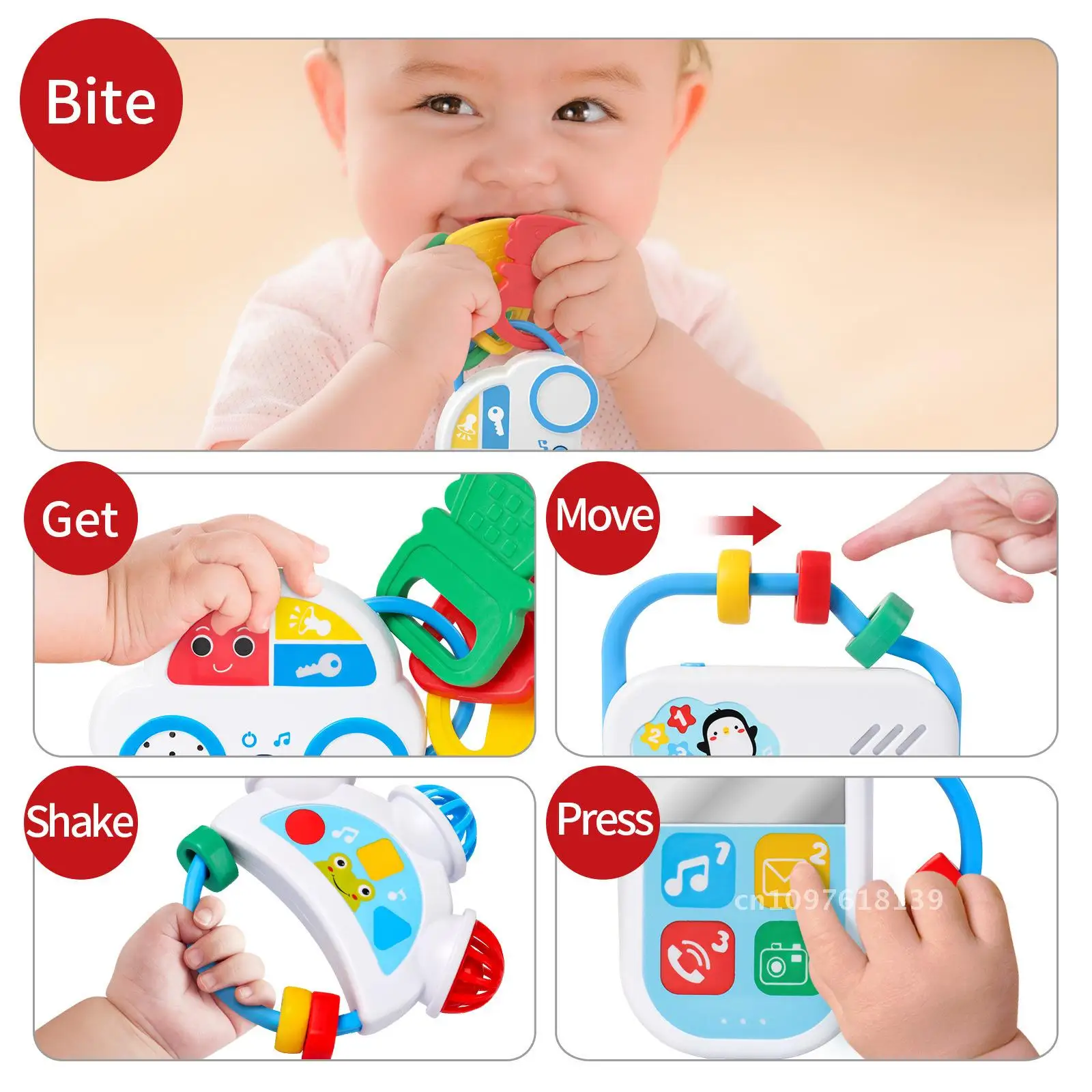 Instrumento Musical para bebé, sonajero, llave de coche, juguete de Control remoto, botón táctil, juguete de Piano de educación temprana