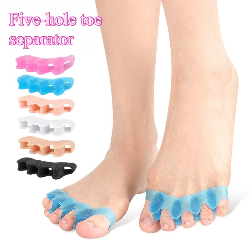 1Pair Silicone Toe Separator Hallux Valgus Corrector Bunion Orthotics Protector Pain Relief Forefoot Pad Sock Foot Care Pedicure