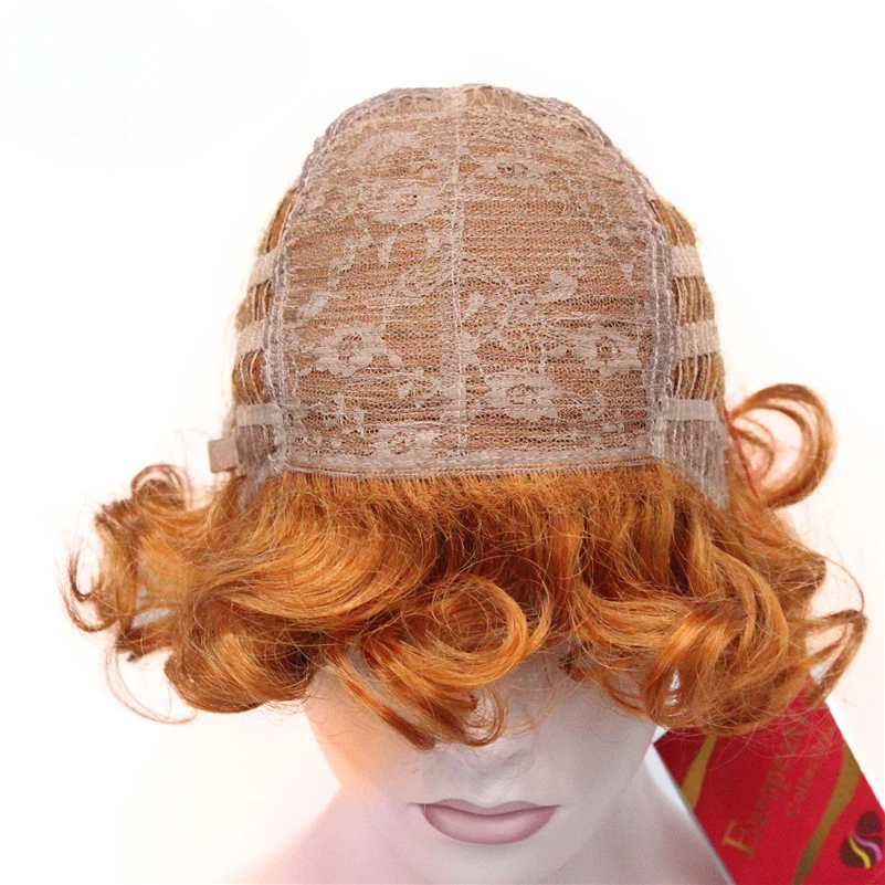 new Short Wig Soft Tousled Copper Orange Highlights Full Synthetic Wigs