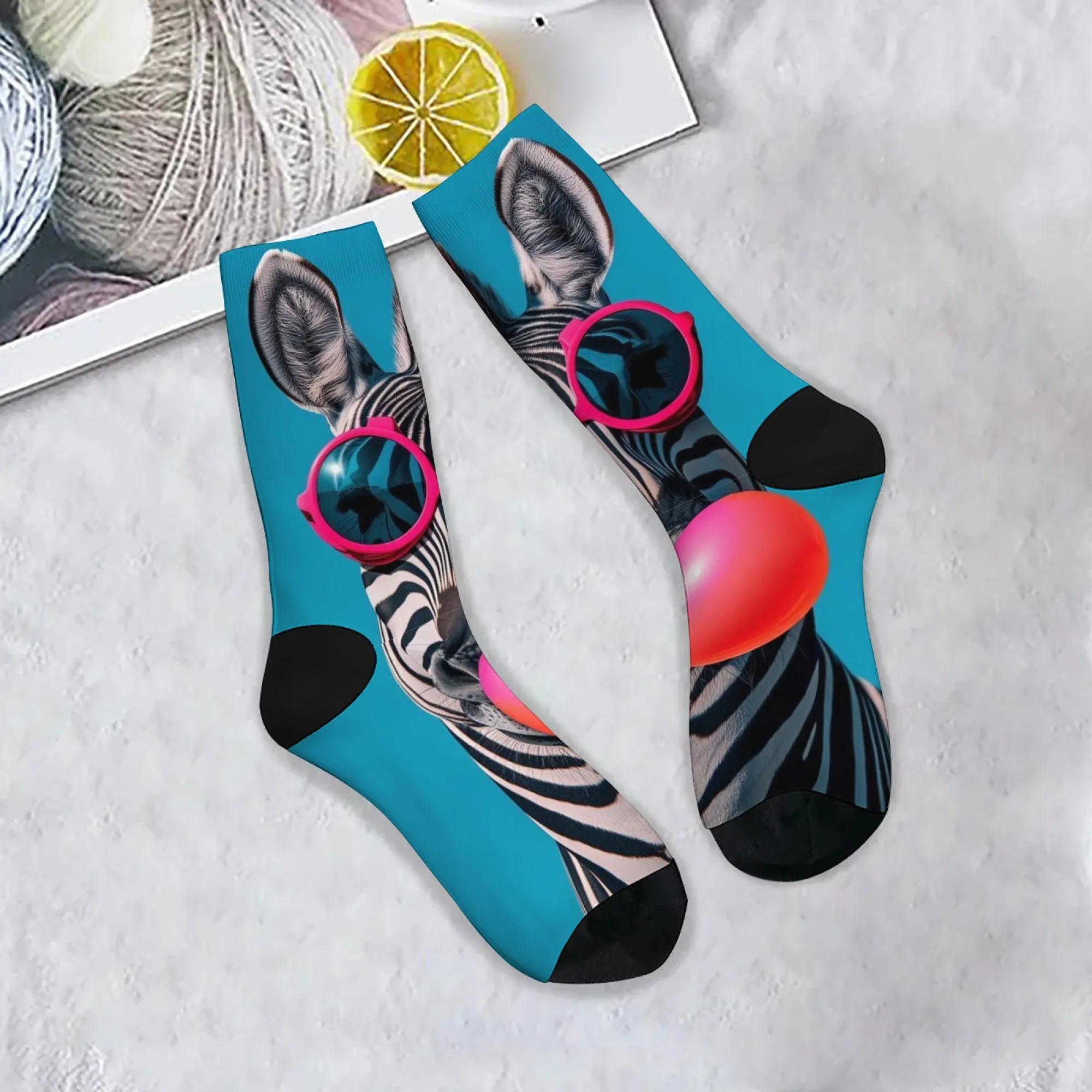 Novedad, calcetines abstractos con estampado de cebra y burbujas para hombre, moda urbana Harajuku, divertidos calcetines de compresión de hip-hop adecuados para regalos