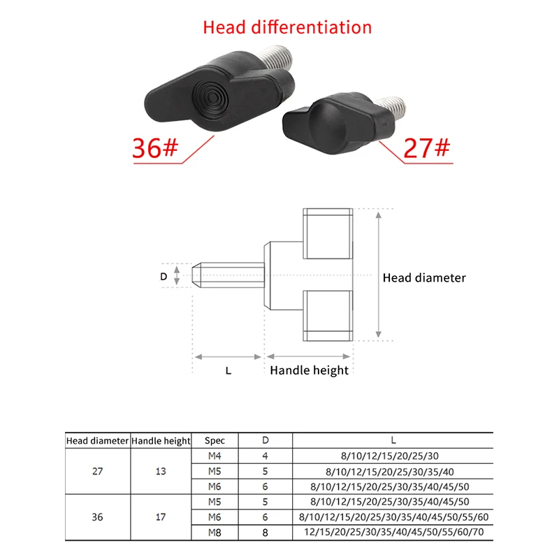 M4~m8 304 Stainless Steel Hand Tighten Handle Bolts Z-handle Bakelite Hand Knob Mechanically Adjustable Thumb T-handle