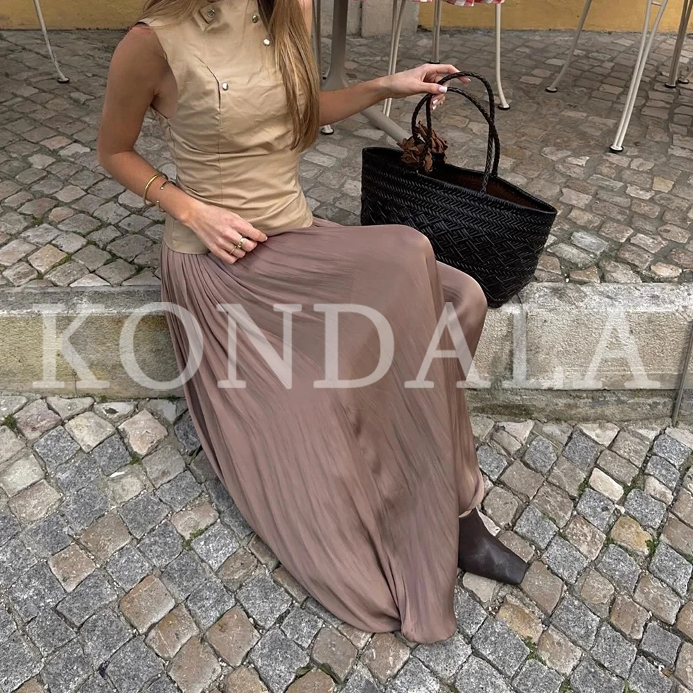 KONDALA 2026 Spring Summer Elegant Loose Women Pants Fashion Streetwear Folds Casual Beach Style Ladies Pants