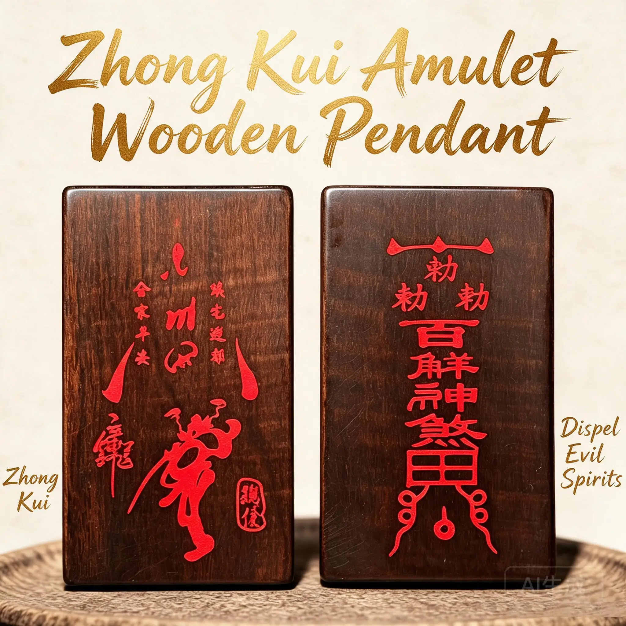 Chinese Cinnabar Zhong Kui Baijie Wu Shi Peace Amulet Pendant Hand Carved Jade Cinnabar Feng Shui Taoist Protection Lucky Charm