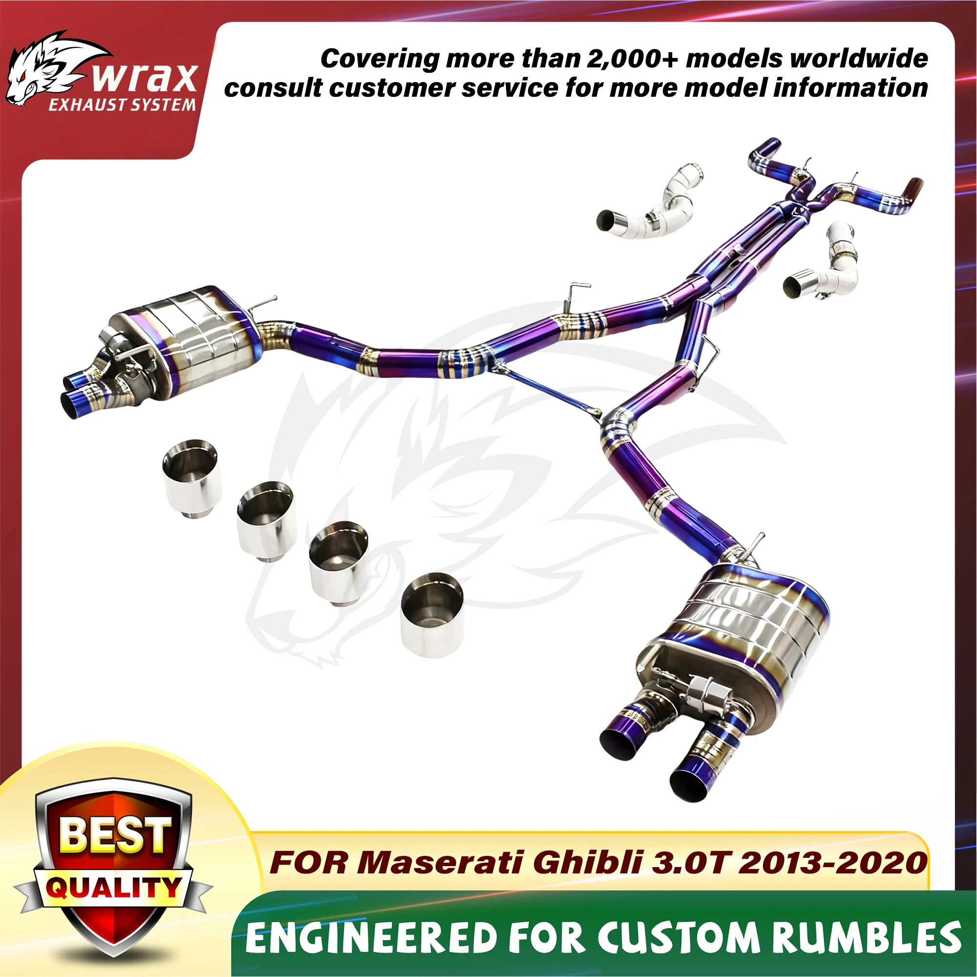 

WRAX Sport Titanium Alloy Catback for Maserati Ghibli 3.0T 2013-2020 Quad-exit Exhaust Boost Vehicle Performance