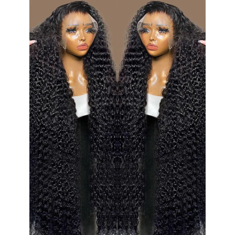 40 42 44 46 Inch Deep Wave Lace Frontal Wig Pre Cut Glueless Water Curly 13x6 HD Lace Front Human Hair Wig For Women PrePlucked