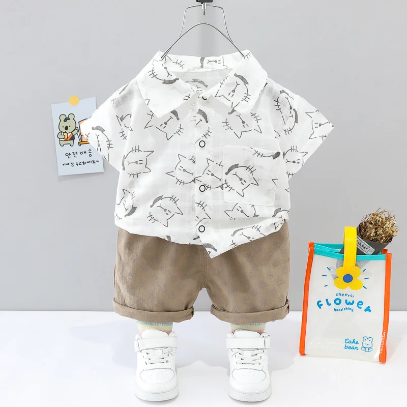 

New Summer Baby Boys Clothes Suit Children Printed Shirt Shorts 2Pcs/Sets Toddler Casual Costume Clothing Infant Kids Tracksuits