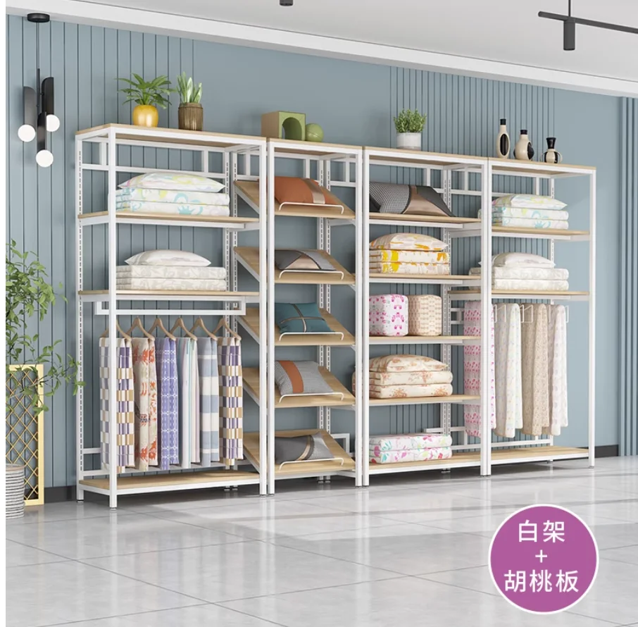 Home textile store shelf display frame fabric bedding display cabinet four-piece quilt pillow core adjustable storage rack