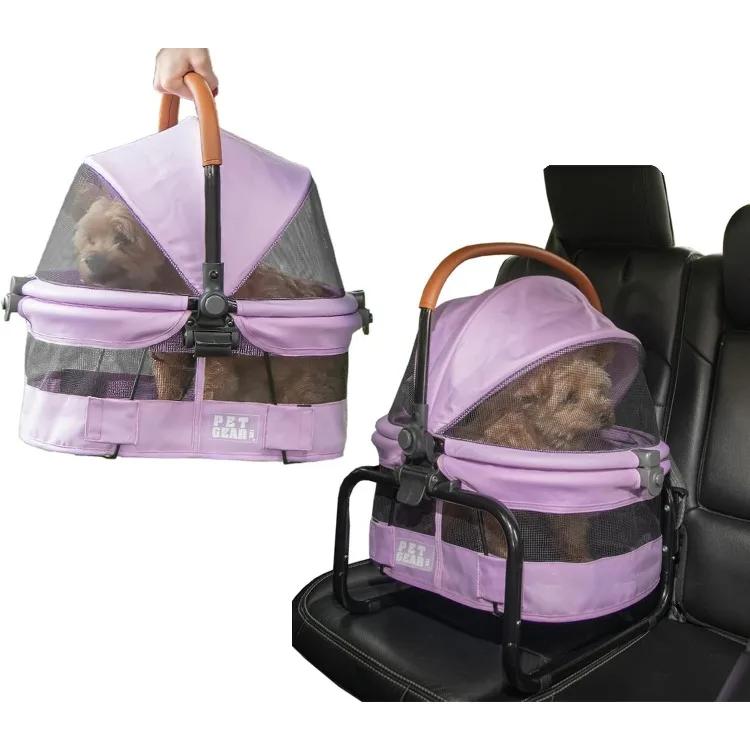 

No-Zip View 360 Ultra Lite Pet Safety Carrier & Car Seat for Small Dogs & Cats Push Button Entry, 15", Bright Lilac